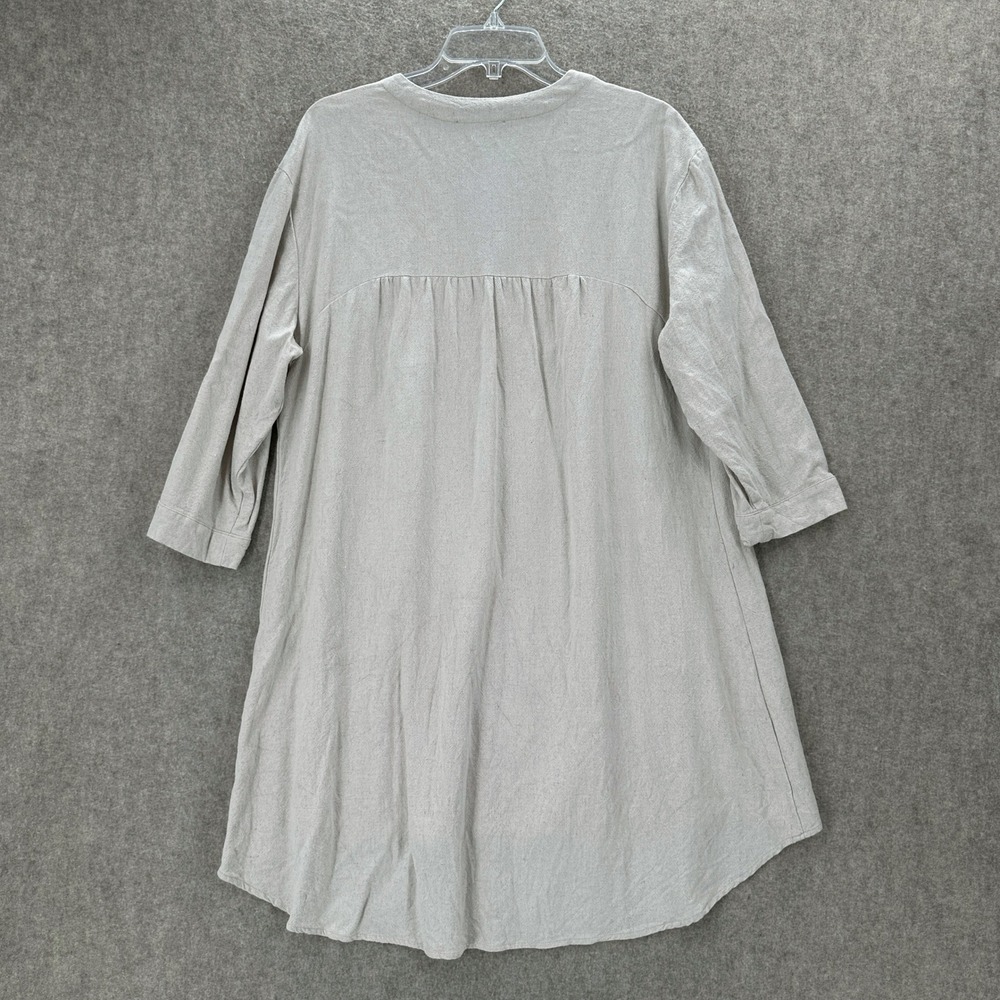 NWT Marissa Olivia Linen Blend Tunic Top Beige Split V-Neck‎ 3/4 Sleeve Large - Picture 2 of 6